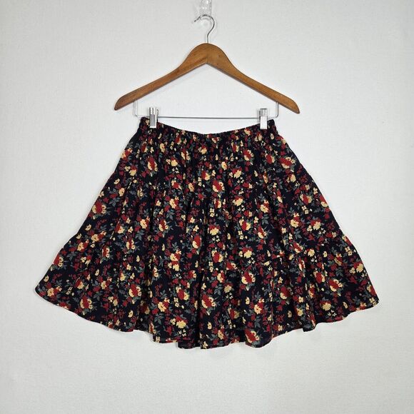 Vtg Campagnie Internationale Express Mini Full Skirt Sz M Floral Sheer Tiered - Picture 11 of 11
